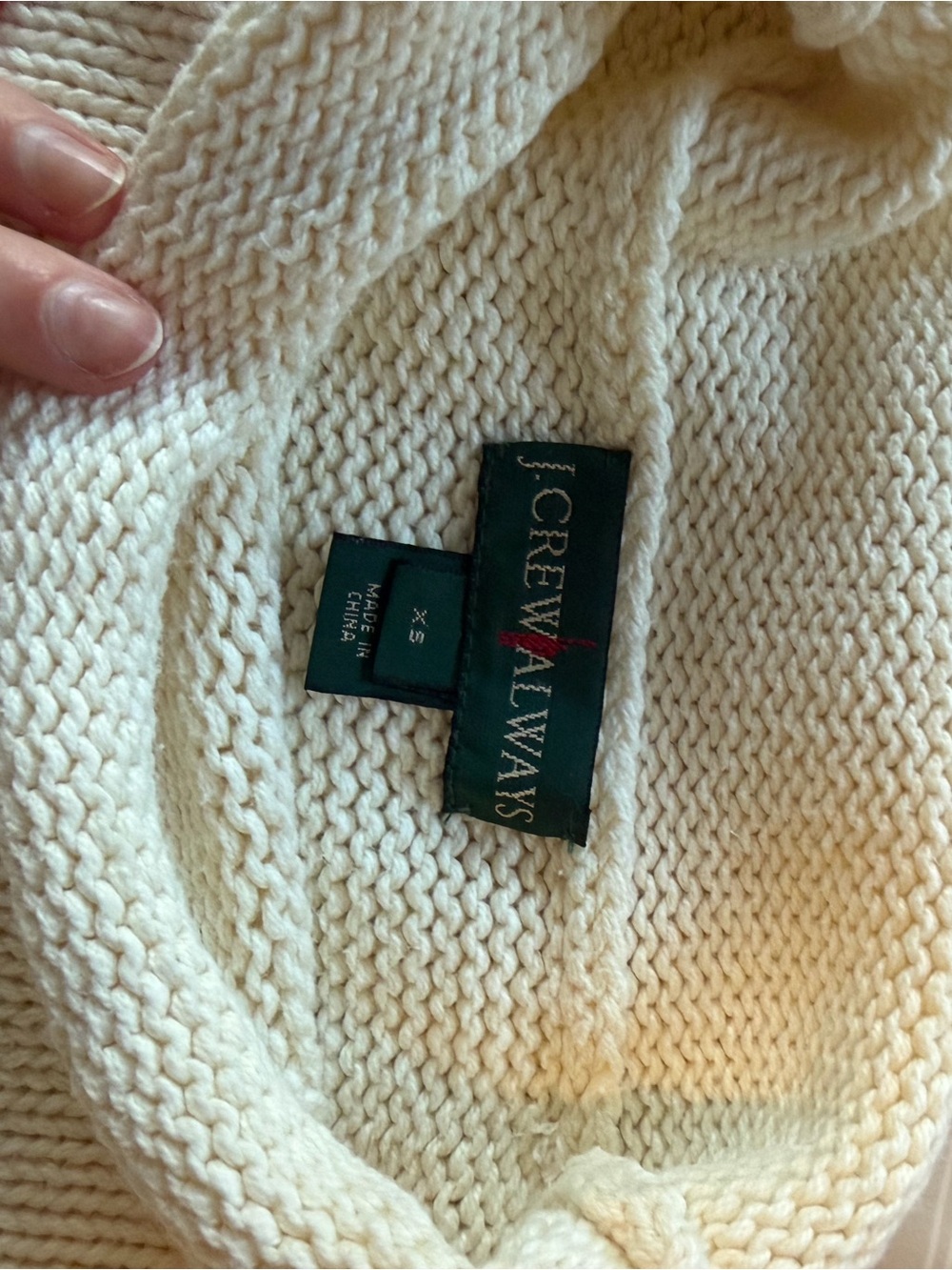J.Crew 100% Cotton 1988 Roll Neck Cream Knit Sweater - XS